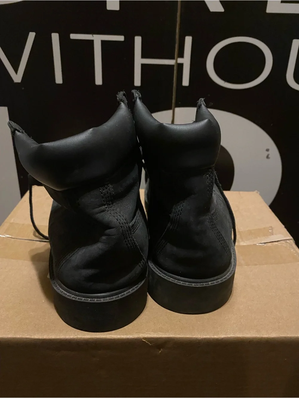 Timberland Black Kids Lace-Up Boots with Tan Lining